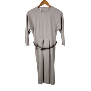 Vintage Sweater Dress size 6 Small Midi Flare School Belted Tan Brown Dolman